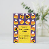 Niedliches Orange Candy Corn Emojis Halloween-Part Einladungspostkarte (Stehend Vorderseite)