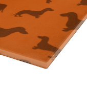 Niedliches orange Dackelmuster Schneidebrett (Ecke)