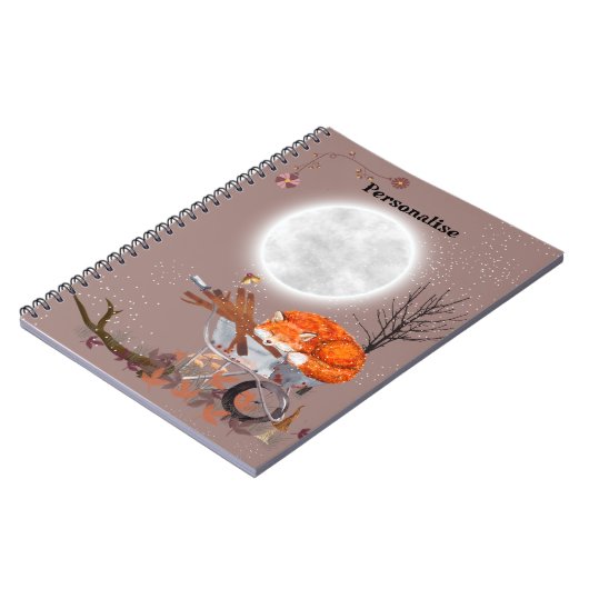 Niedliches Orange Fox Full Moon Journal-Notebook Notizblock (Linke Seite)