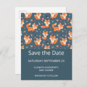 Niedliches Orange Fox Muster Save the Date Einladungspostkarte (Vorne/Hinten)