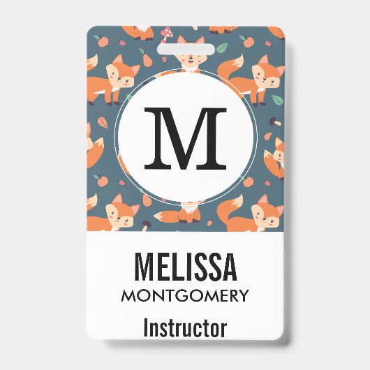 Niedliches Orange Fox Tiermuster Ausweis (Front)
