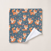 Niedliches Orange Fox Tiermuster Badhandtuch Set (Waschlappen)