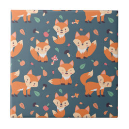 Niedliches Orange Fox Tiermuster Fliese