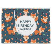 Niedliches Orange Fox Tiermuster Geburtstag Große Geschenktüte (Vorderseite)