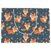 Niedliches Orange Fox Tiermuster Geburtstag Große Geschenktüte (Rückseite)