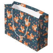 Niedliches Orange Fox Tiermuster Geburtstag Große Geschenktüte (Rückseite Schrägansicht)