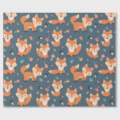 Niedliches Orange Fox Tiermuster Geschenkpapier (Flach)