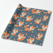 Niedliches Orange Fox Tiermuster Geschenkpapier (Ungerollt)
