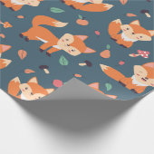 Niedliches Orange Fox Tiermuster Geschenkpapier (Ecke)