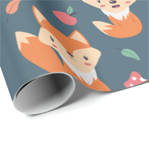 Niedliches Orange Fox Tiermuster Geschenkpapier
