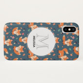 Niedliches Orange Fox Tiermuster Monogramm Case-Mate iPhone Hülle (Rückseite (Horizontal))