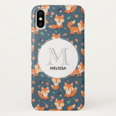Niedliches Orange Fox Tiermuster Monogramm Case-Mate iPhone Hülle (Rückseite)