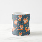 Niedliches Orange Fox Tiermuster Monogramm Kaffeetasse (Mittel)