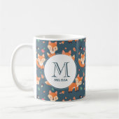 Niedliches Orange Fox Tiermuster Monogramm Kaffeetasse (Links)