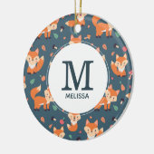 Niedliches Orange Fox Tiermuster Monogramm Keramik Ornament (Links)