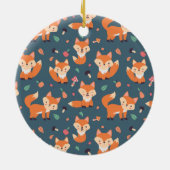 Niedliches Orange Fox Tiermuster Monogramm Keramik Ornament (Hinten)