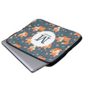 Niedliches Orange Fox Tiermuster Monogramm Laptopschutzhülle (Vorne Knopf)