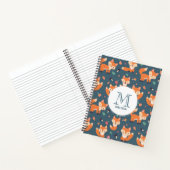 Niedliches Orange Fox Tiermuster Monogramm Notizblock (Innenseite)