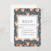 Niedliches Orange Fox Tiermuster RSVP Karte (Vorne/Hinten)
