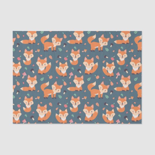 Niedliches Orange Fox Tiermuster Seidenpapier (Vorderseite)