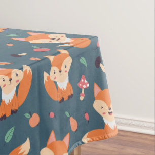 Niedliches Orange Fox Tiermuster Tischdecke