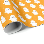 Niedliches Orange-Ghost-Muster - Halloween-Design Geschenkpapier (Rolleneckpunkt)