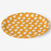 Niedliches Orange-Ghost-Muster - Halloween-Design Pappteller (Schrägansicht)