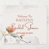 Niedliches Orange & Grau Blume Brautparty Schaumweinetikett (Einzelnes Label)