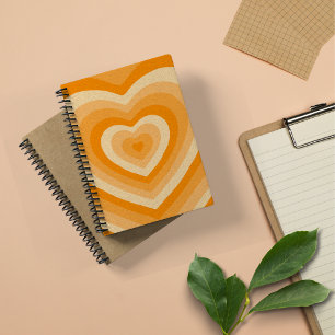 Niedliches Orange Heart Shaped Spiral Notebook Notizblock