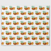 Niedliches Orange Honey Bee Pattern Illustriert Geschenkpapier (Flach)