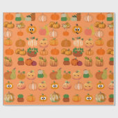 Niedliches Orange Pumpkin Patternpapier Geschenkpapier (Flach)