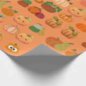 Niedliches Orange Pumpkin Patternpapier Geschenkpapier (Ecke)
