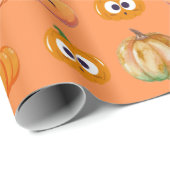 Niedliches Orange Pumpkin Patternpapier Geschenkpapier (Rolleneckpunkt)