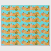 Niedliches Orange Pumpkin Patternpapier Geschenkpapier (Flach)