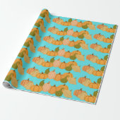 Niedliches Orange Pumpkin Patternpapier Geschenkpapier (Ungerollt)