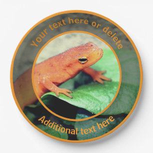 Niedliches Orange Salamander Natur Personalisierte Pappteller