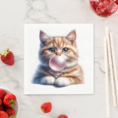 Niedliches Orange Tabby Cat Blasble Gum Kinderzimm Serviette (Beispiel)