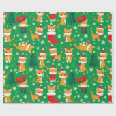 Niedliches Orange Tabby Weihnachtswrapping Geschenkpapier (Flach)