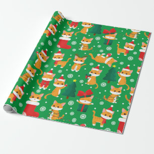 Niedliches Orange Tabby Weihnachtswrapping Geschenkpapier