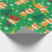 Niedliches Orange Tabby Weihnachtswrapping Geschenkpapier (Ecke)