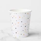 Niedliches Orange- und Black-Star-Muster Halloween Pappbecher (Vorderseite)