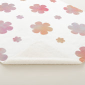 Niedliches Orange- und Rosa-Blume-Muster Sherpadecke (3/4)