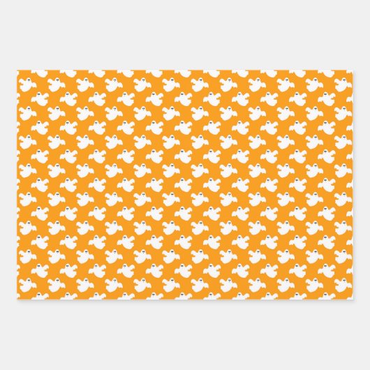 Niedliches Orange und Schwarzes Geist Geschenkpapier Set (Vorderseite)