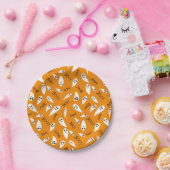 Niedliches Orange- und Weiß-Halloween-Boom Pappteller (Party)