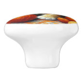 Niedliches Orange- und White Kitten-Spiel im Garn Keramikknauf (Seitenansicht)