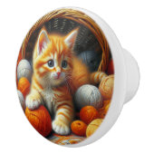 Niedliches Orange- und White Kitten-Spiel im Garn Keramikknauf (Rechts)