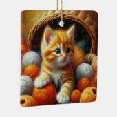 Niedliches Orange- und White Kitten-Spiel im Garn Keramikornament (Rechts)