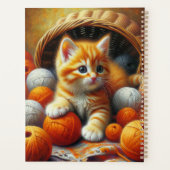 Niedliches Orange- und White Kitten-Spiel im Garn Planer (Rückseite)