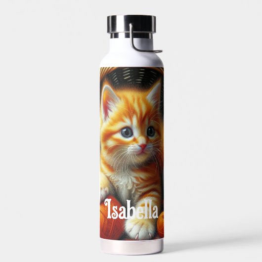 Niedliches Orange- und White Kitten-Spiel im Garn Trinkflasche (Links)