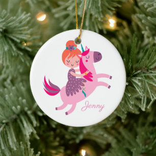 Niedliches Orangefarbenes Girl Reiten auf einem Ei Keramik Ornament